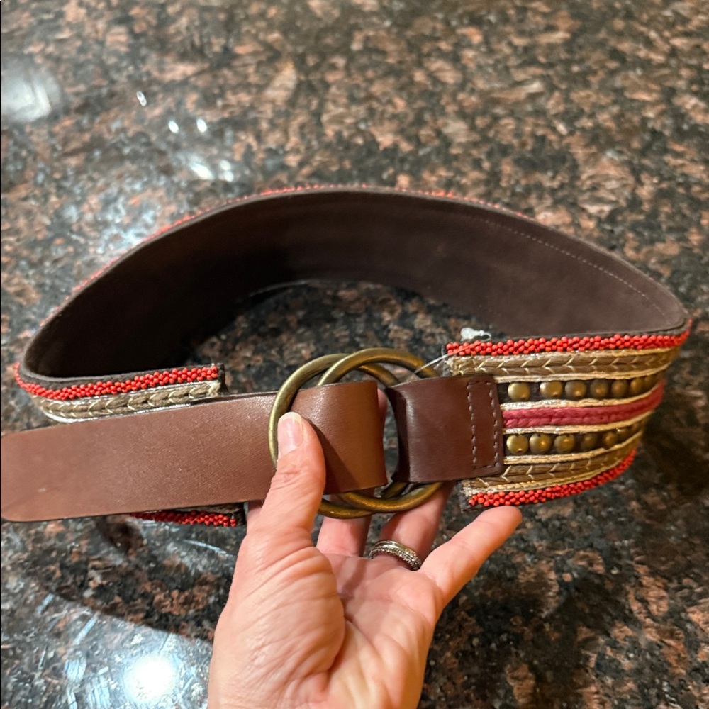 Lucky Brand Brown and Red Embellished Belt